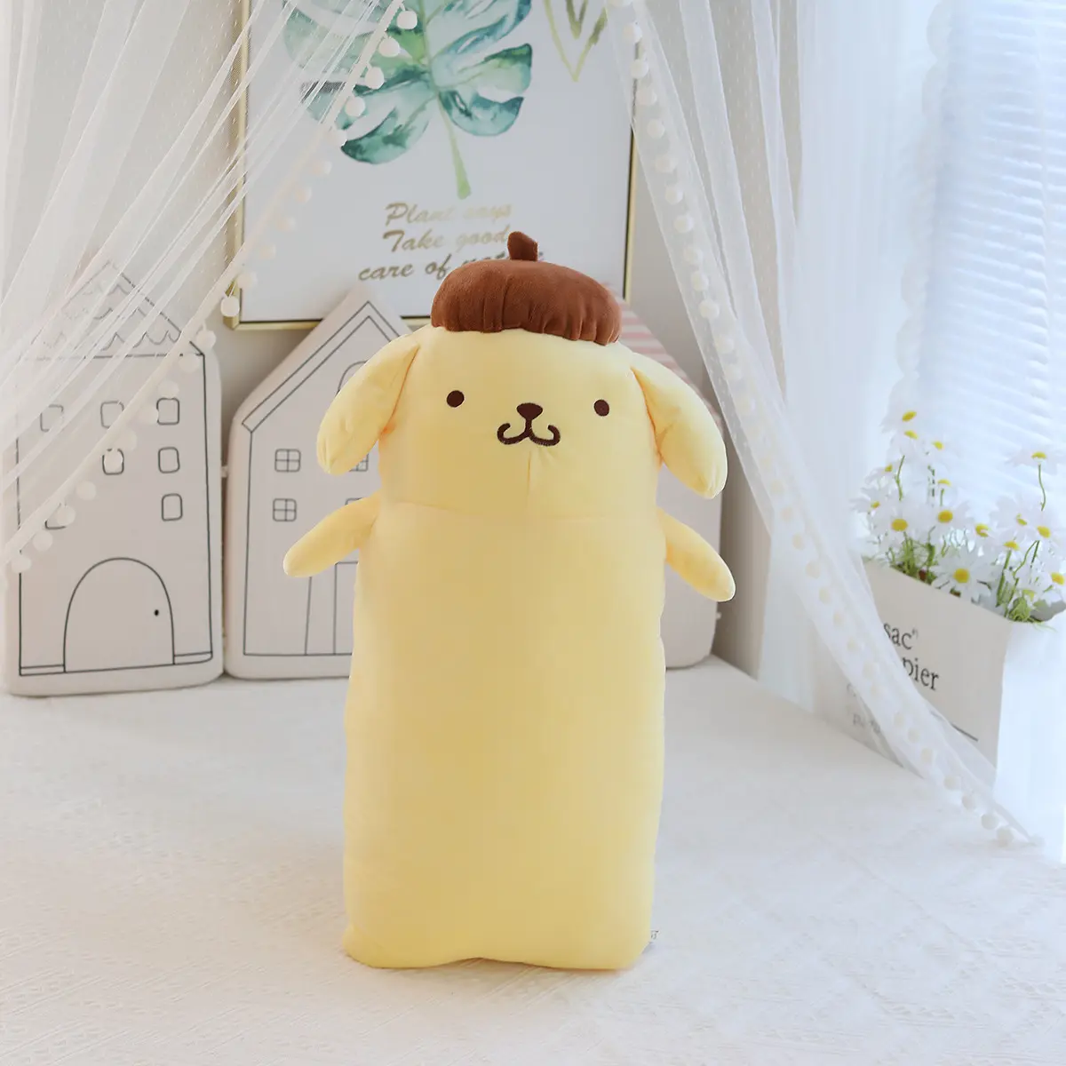 42/65cm Very Long Sanrio Pom Pom Puirn Plush Toys Kawaii Sanrio Pompompurin Stuffed Dolls Room Decor Bedside Cushion Sofa Pillow