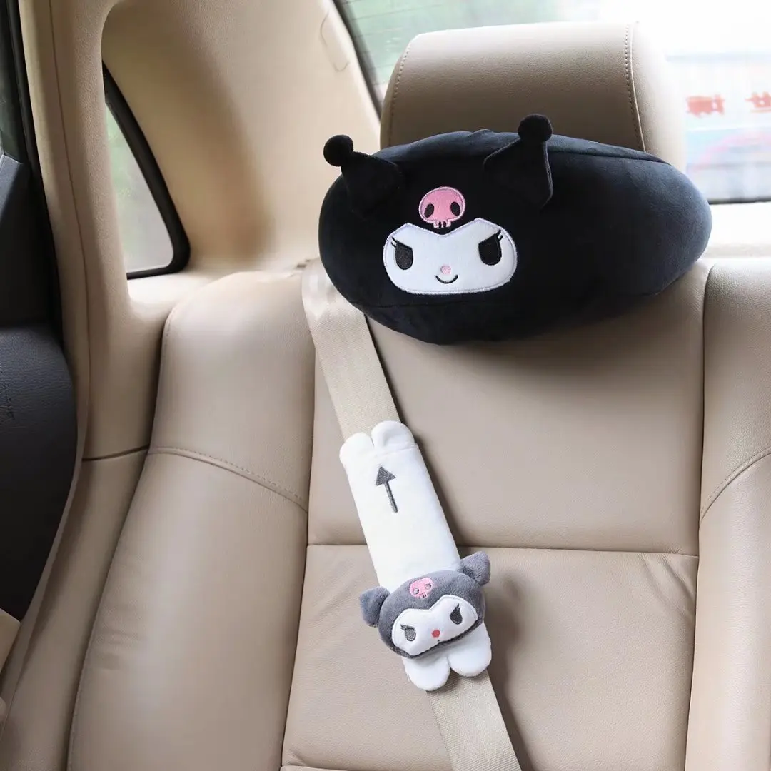 Japanese Anime Headrest For Car Chair Kawaii Seat Belt Cover Shoulder Pads Cartoon Melodyed Kuromied Plush Toys Gift For Girl