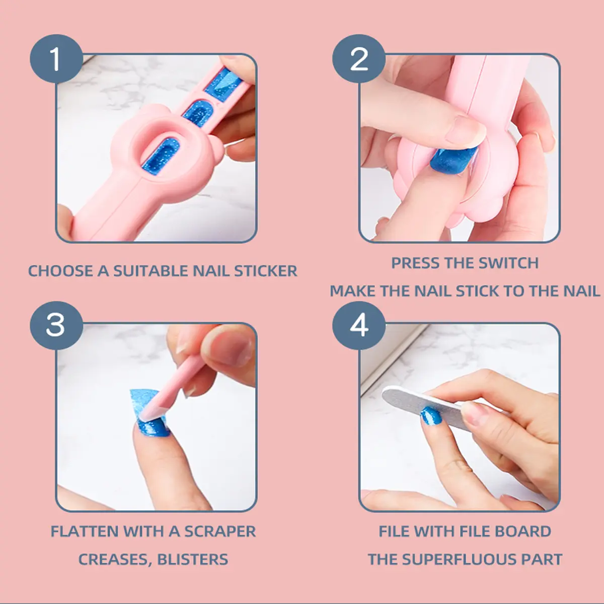 1 set of nail machine with 8 patches, children's nail machine princess girl makeup play house DIY henna nail sticker set jewelry