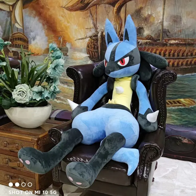 180cm/100cm Large Big Size Pokemon LucaRio Plush Leather Shell Anime Plush Stuffed Doll Super Big Plushies Pillow Holiday Gift