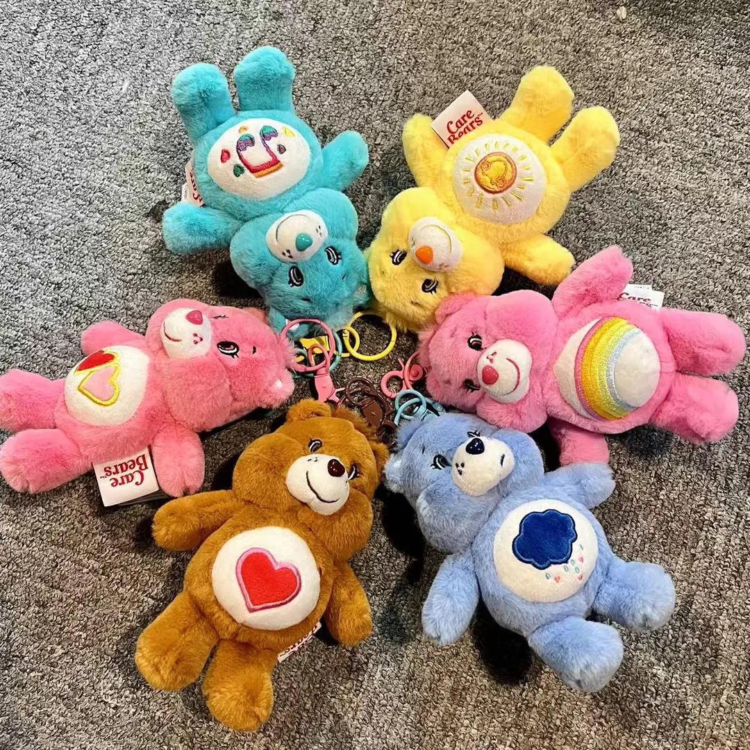 Original Care Bears Plush Lovely Rainbow Bear Stuffed Pendant Teddy Bear Peluche Keychain Kawaii Backpack Decor Kids Xmas Gifts