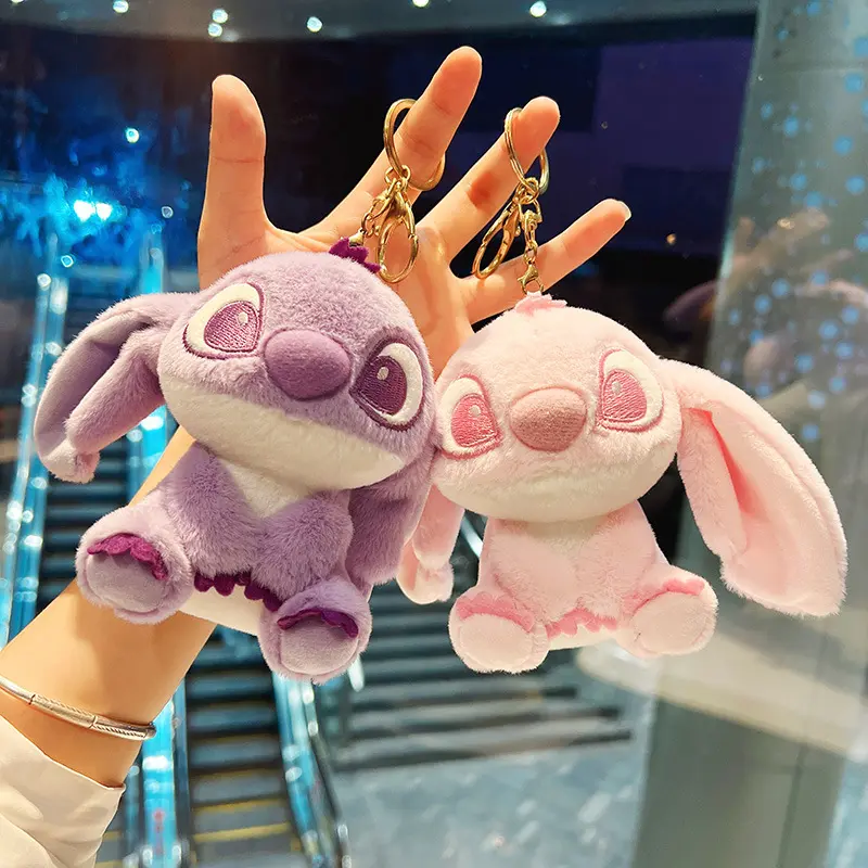 Disney Cartoon Kawaii Stitch Doll Couple Bag Small Pendant Plush Toy Cloth Doll Keychain Doll Pendant Girlfriend Birthday Gifts