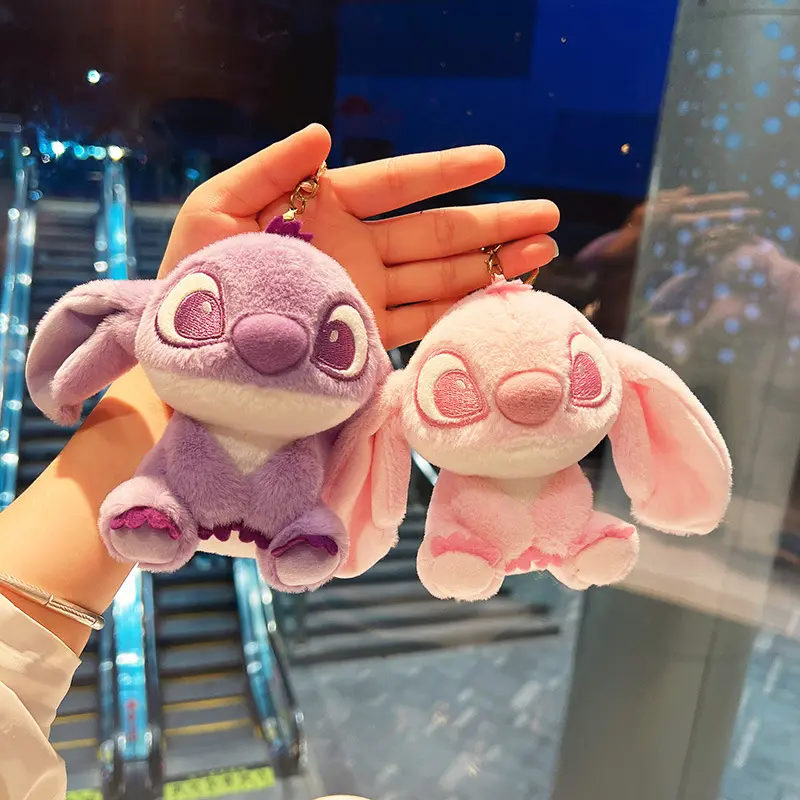 Disney Cartoon Kawaii Stitch Doll Couple Bag Small Pendant Plush Toy Cloth Doll Keychain Doll Pendant Girlfriend Birthday Gifts