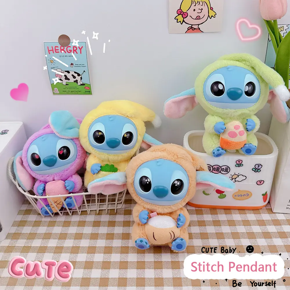 15cm Disney Stitch Plush Dolls Keychain Toys Kawaii Anime Lilo & Stitch Doll Toy Backpack Pendant Kids Birthday Christmas Gifts