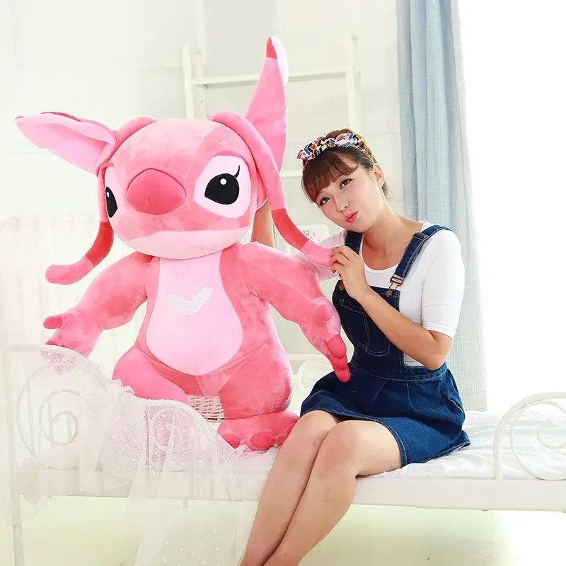 110/130cm Lilo and Stitch Disney Plush Toys Pixar Anime Big Stich Angel Doll Pillow Semi-finished Leather Holster Gift for Kids