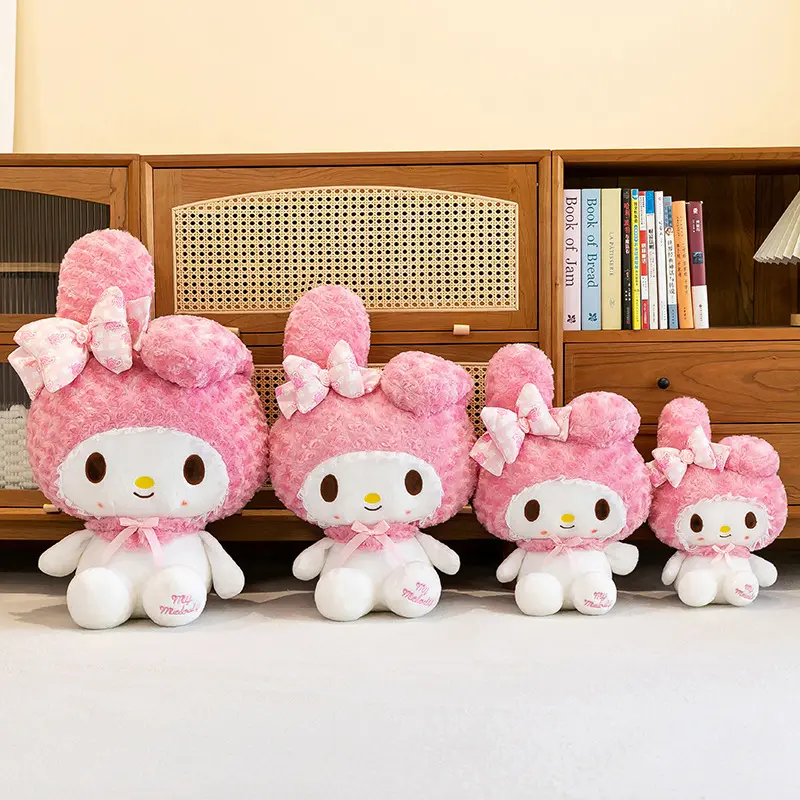Miniso 35CM Hello Kitty Kawaii Rose My Melody Plush Toy Anime Cartoon Anime Big Size Soft Stuffed Doll Pillow Kids Birthday Gift