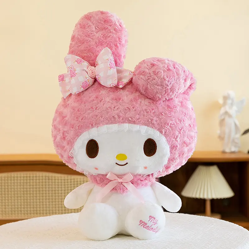 Miniso 35CM Hello Kitty Kawaii Rose My Melody Plush Toy Anime Cartoon Anime Big Size Soft Stuffed Doll Pillow Kids Birthday Gift