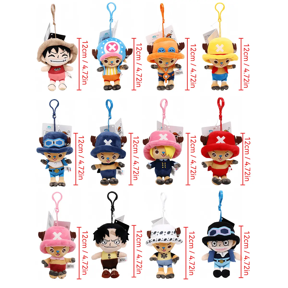 14-30cm/5.5-11.8in Genuine ONE PIECE Stuffed Plush Toy Kawaii Plush Keychain Toy Tony Chopper Soft Stuffed Plush Doll Keychain