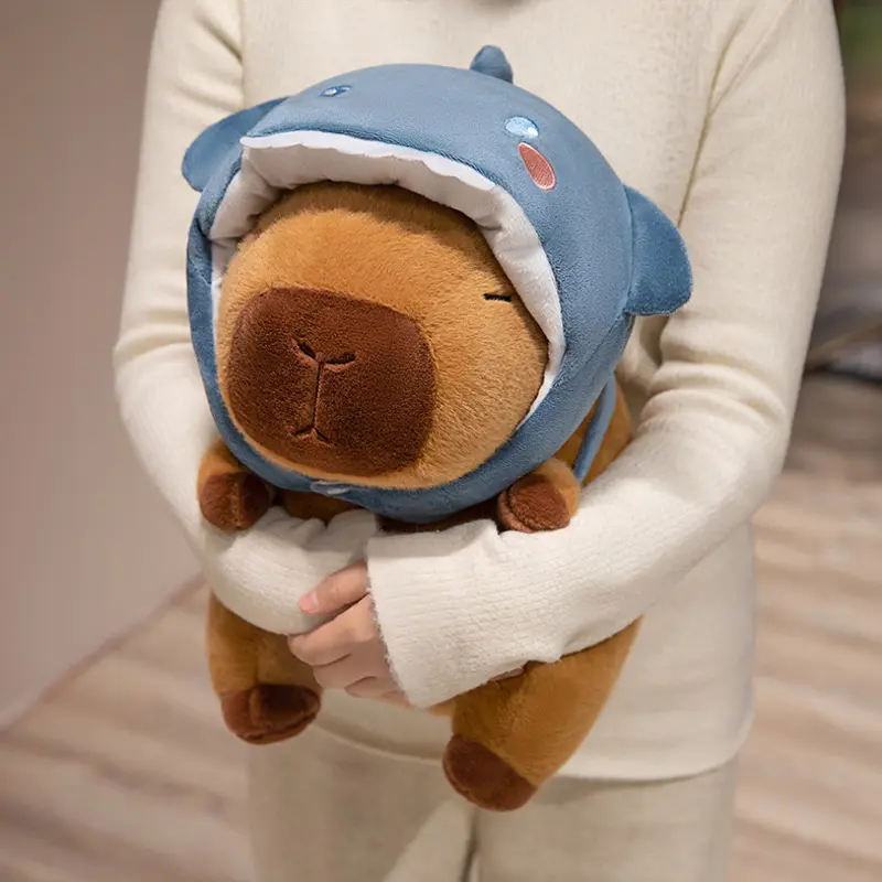 Cute Shark Head Backpack Plush Toy with Capybara Design Adorable Stuffed Doll  Birthday and Holiday Gift for Kids or Friends