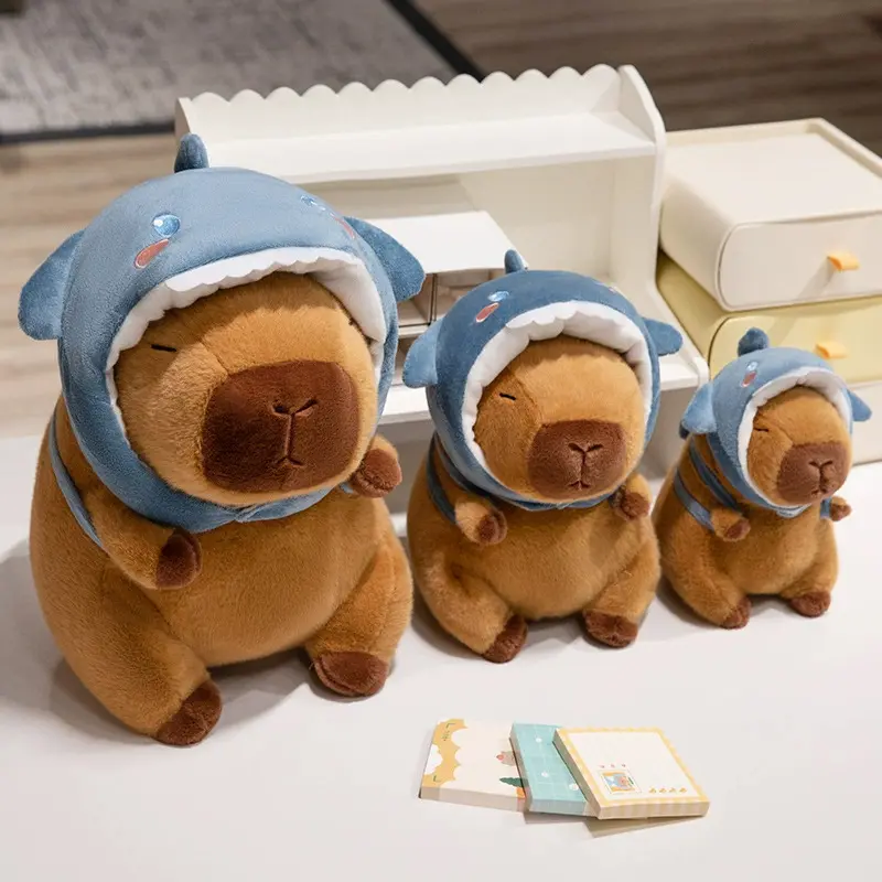 Cute Shark Head Backpack Plush Toy with Capybara Design Adorable Stuffed Doll  Birthday and Holiday Gift for Kids or Friends