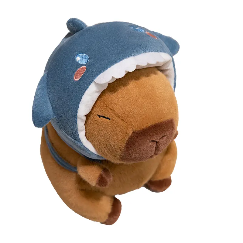 Cute Shark Head Backpack Plush Toy with Capybara Design Adorable Stuffed Doll  Birthday and Holiday Gift for Kids or Friends