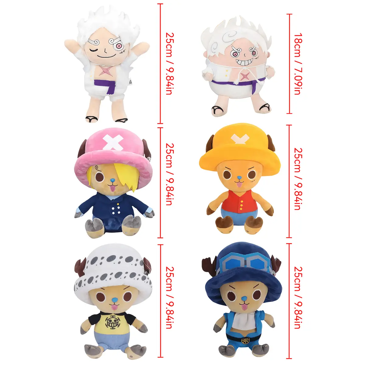 14-30cm/5.5-11.8in Genuine ONE PIECE Stuffed Plush Toy Kawaii Plush Keychain Toy Tony Chopper Soft Stuffed Plush Doll Keychain