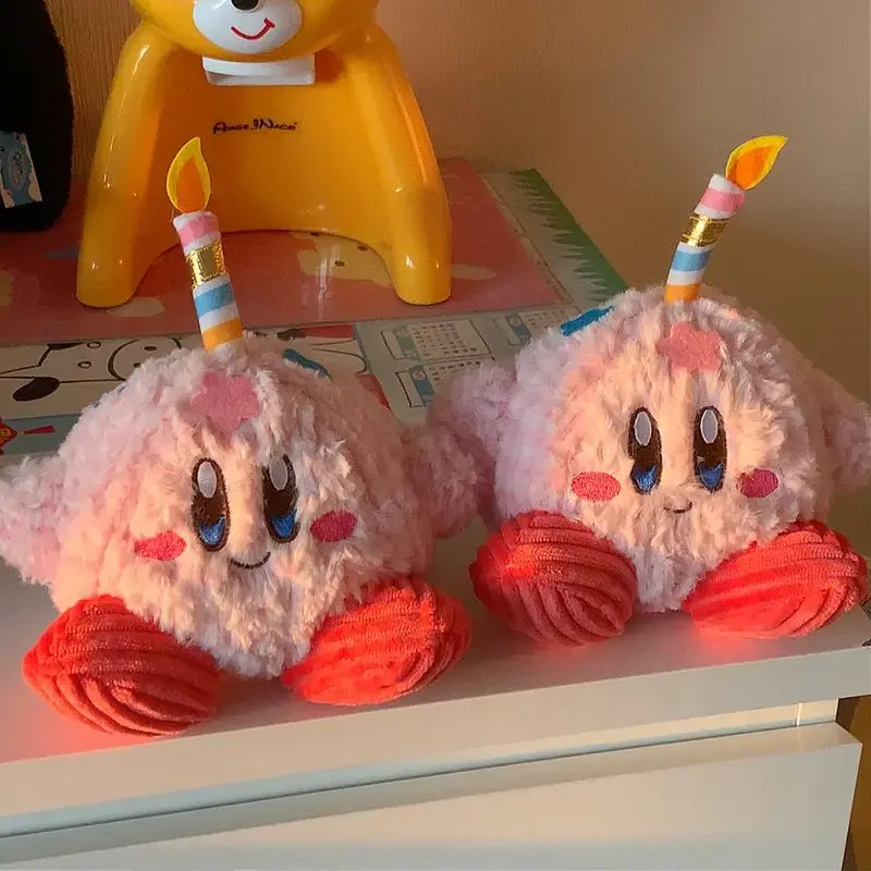 Kirby Birthday Series Plush Dolls Candles Birthday Hat Dress Up Kawaii Plush Dolls Keychain Birthday Gifts Party Decoration