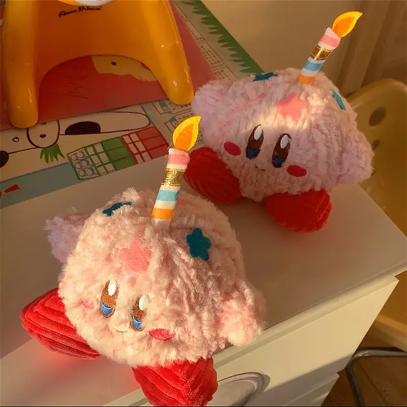Kirby Birthday Series Plush Dolls Candles Birthday Hat Dress Up Kawaii Plush Dolls Keychain Birthday Gifts Party Decoration