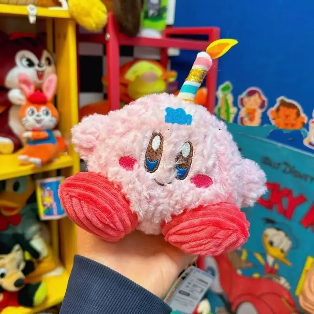 Kirby Birthday Series Plush Dolls Candles Birthday Hat Dress Up Kawaii Plush Dolls Keychain Birthday Gifts Party Decoration