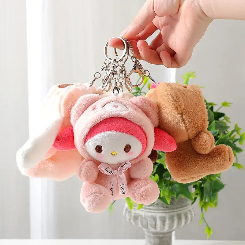 12cm Kawali Sanrio Plush Toy Kuromi Hello Kitty My Melody Cinnamoroll Soft Stuffed Keychain Doll Pendant Toy Girl Kids Xmas Gift