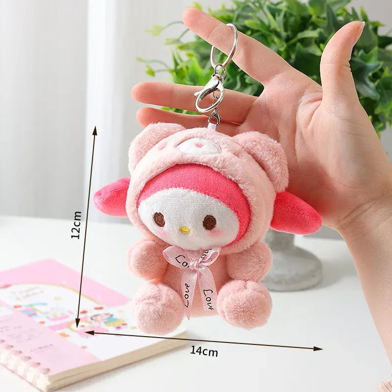 12cm Kawali Sanrio Plush Toy Kuromi Hello Kitty My Melody Cinnamoroll Soft Stuffed Keychain Doll Pendant Toy Girl Kids Xmas Gift