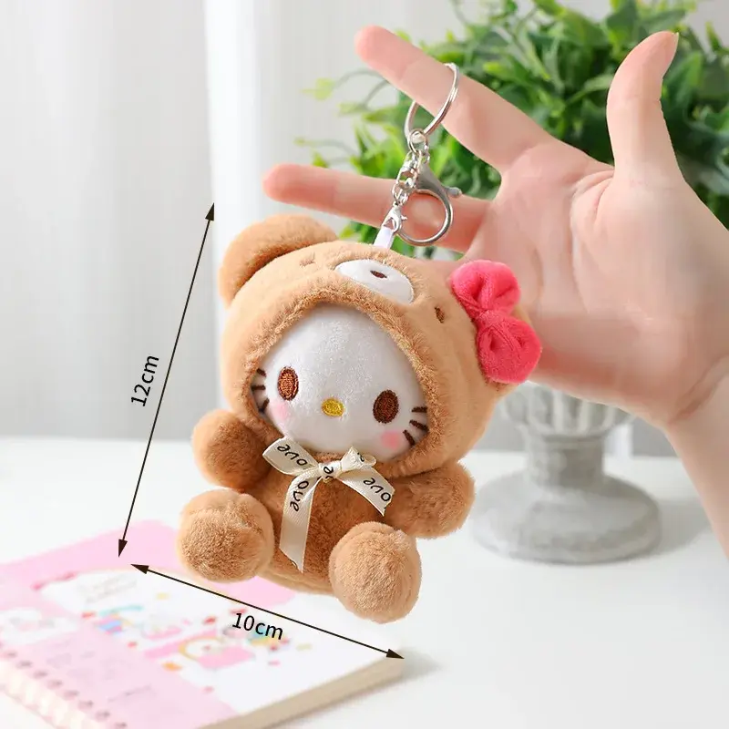 12cm Kawali Sanrio Plush Toy Kuromi Hello Kitty My Melody Cinnamoroll Soft Stuffed Keychain Doll Pendant Toy Girl Kids Xmas Gift