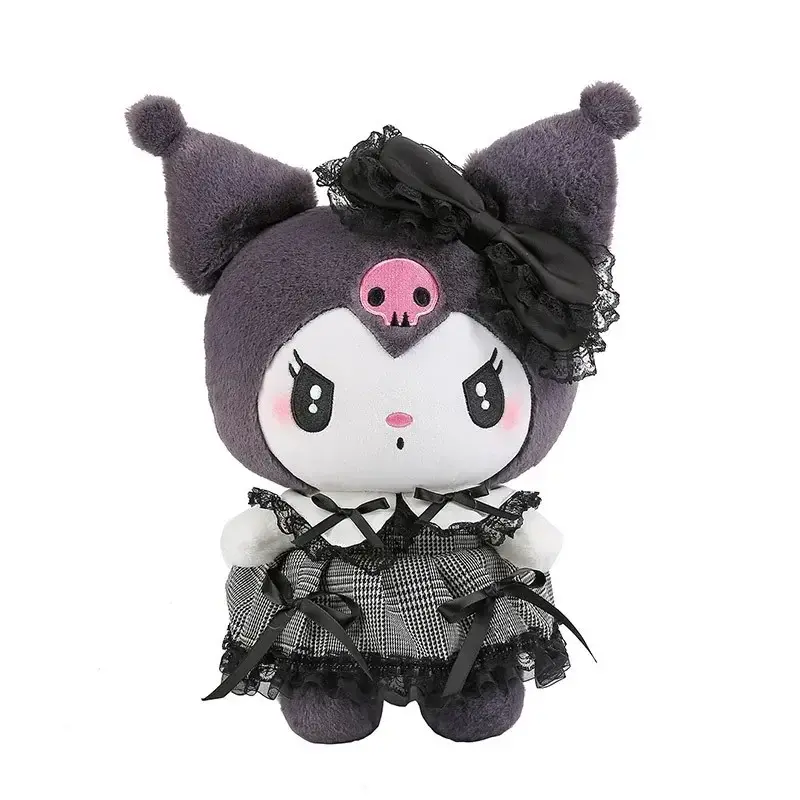 29cm Sanrio Kuromi My Melody Plush Toys Pillow Cartoon Kawaii Dress Dark Kuromi Plush Doll Sofa Cushion Birthday Gift for Girls