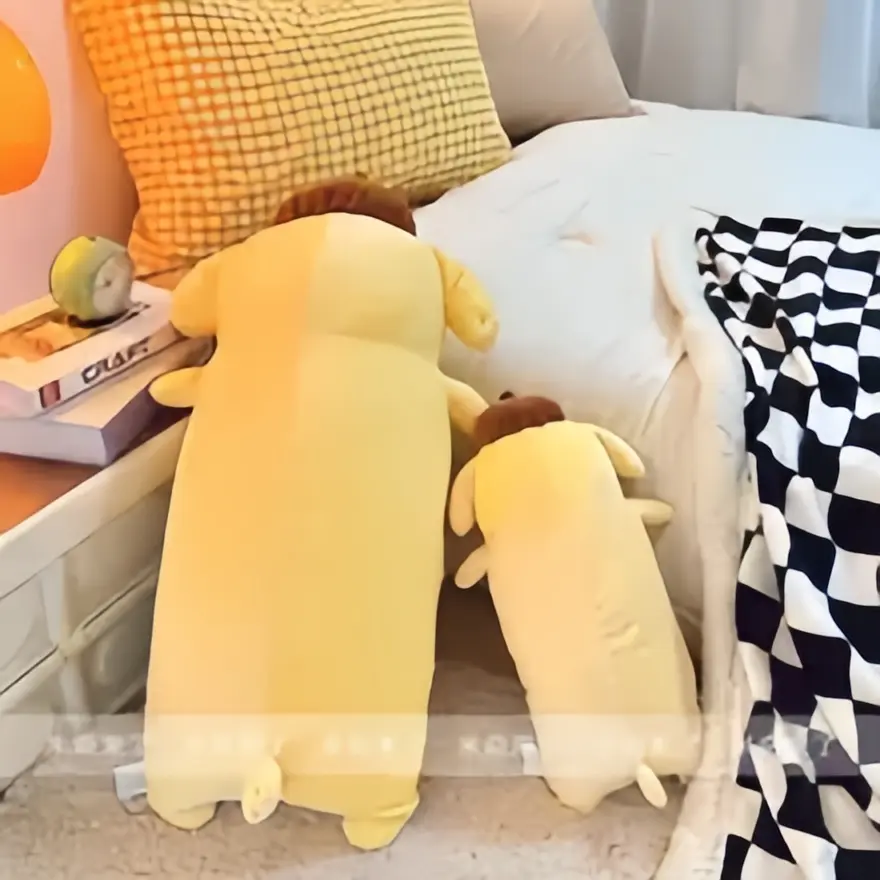 42/65cm Long Sanrio Pom Pom Purin Plush Pillow Lovely Pompompurin Stuffed Doll Sofa Bed Back Cushion Room Decor Xmas Girl Gift