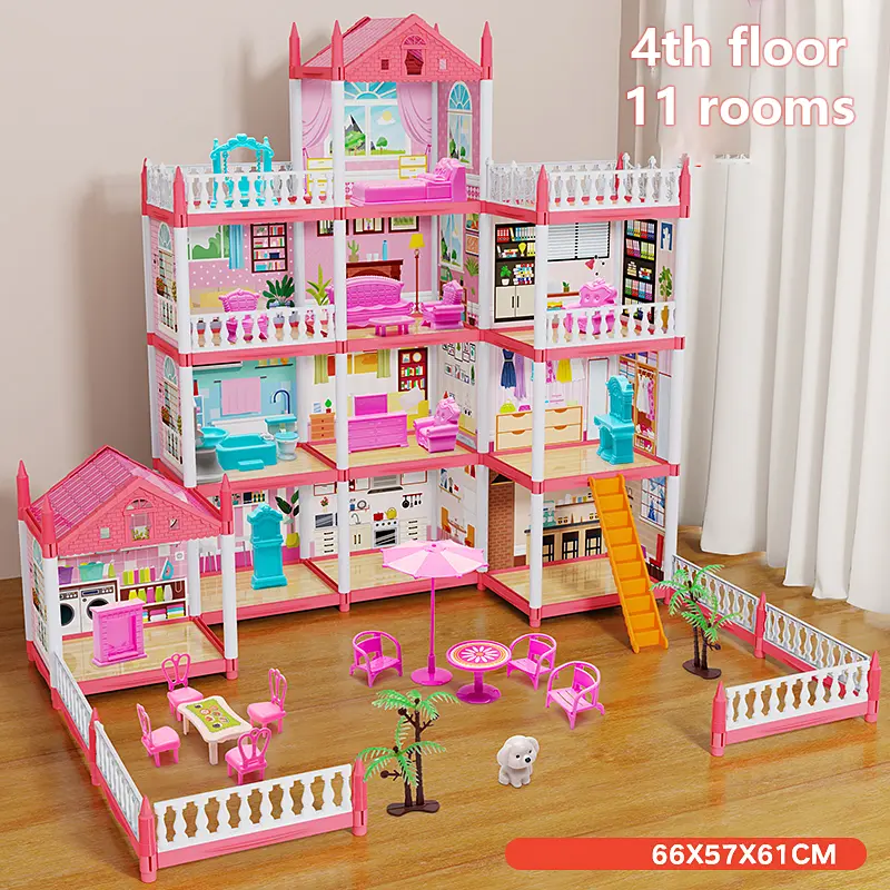 Popular Toy 3d Assembly Diy Mini Toy House Accessories Villa Princess Castle Led Lights Girl Birthday Gift Assembly Toy House