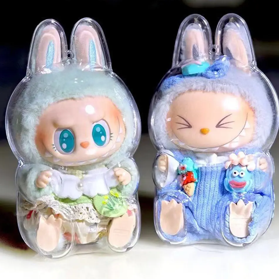 For LABUBU Display Clear Macaron Case Dust Case Housings Popmart Bubble Mart Doll Accessories Doll Accessories Christmas Gifts