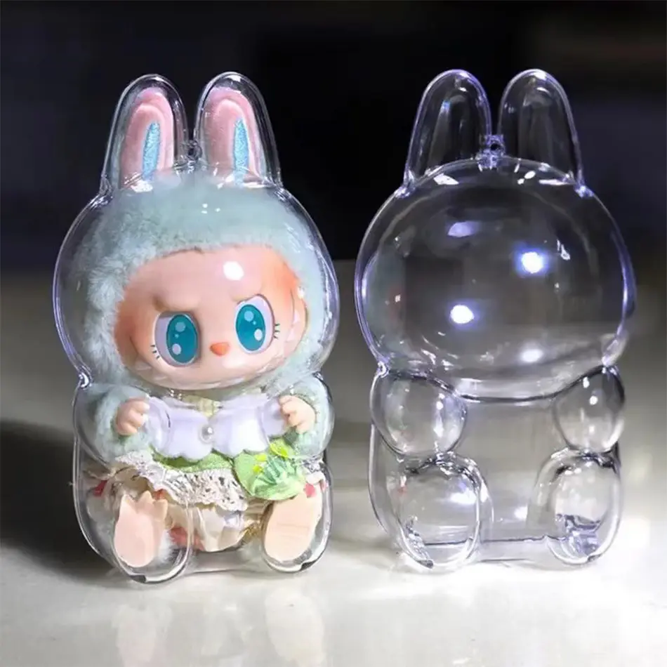 For LABUBU Display Clear Macaron Case Dust Case Housings Popmart Bubble Mart Doll Accessories Doll Accessories Christmas Gifts
