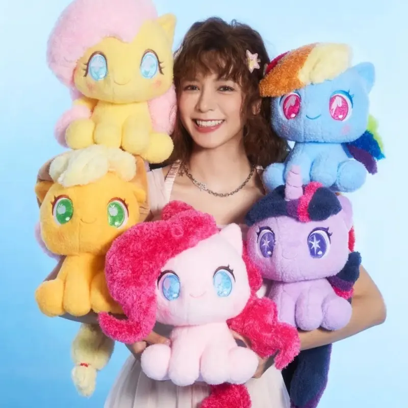 New Genuine My Little Pony 2024 New Sitting Doll Toys Fluttershy Applejack Twilight Sparkle Pinkie Pie Soft Pillow Gift Model