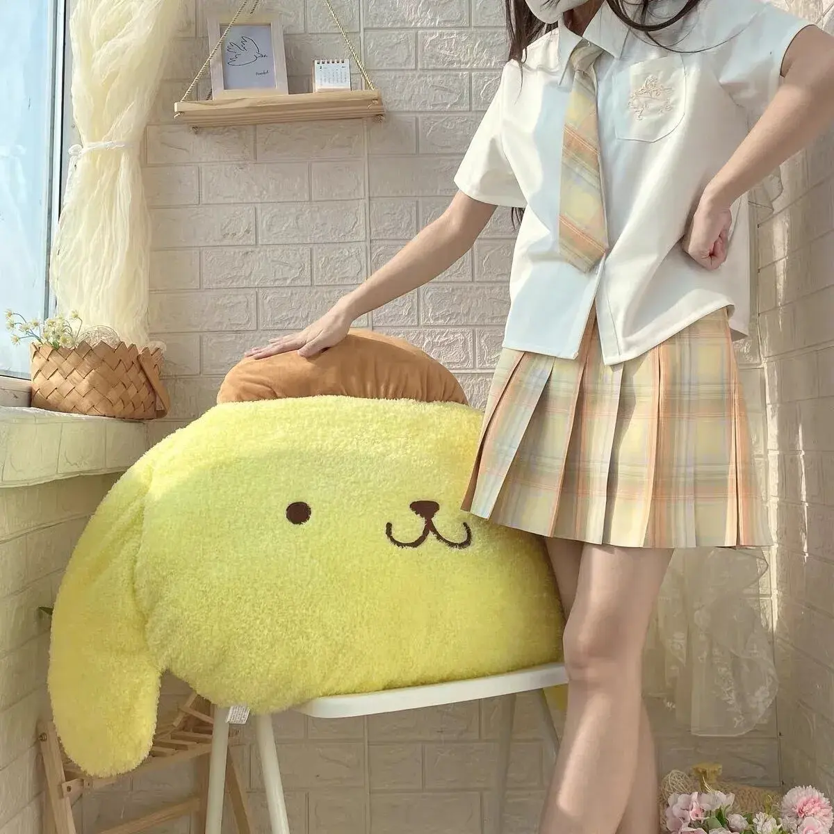 Sanrio Kawaii Pom Pom Purin Plush Toy Stuffed Animals Dog Soft Pillow Pompompurin Doll Cute Room Decor Anime Peluche Toy Gift