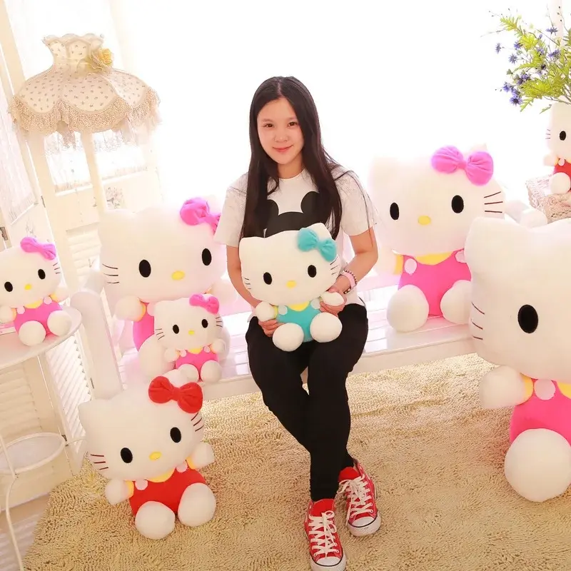 MINISO Hello Kitty Plush Toys Sanrio Cute 20cm Movie KT Cat Dolls Soft Kawali Stuffed Hello Kitty Christmas Birthday Gifts
