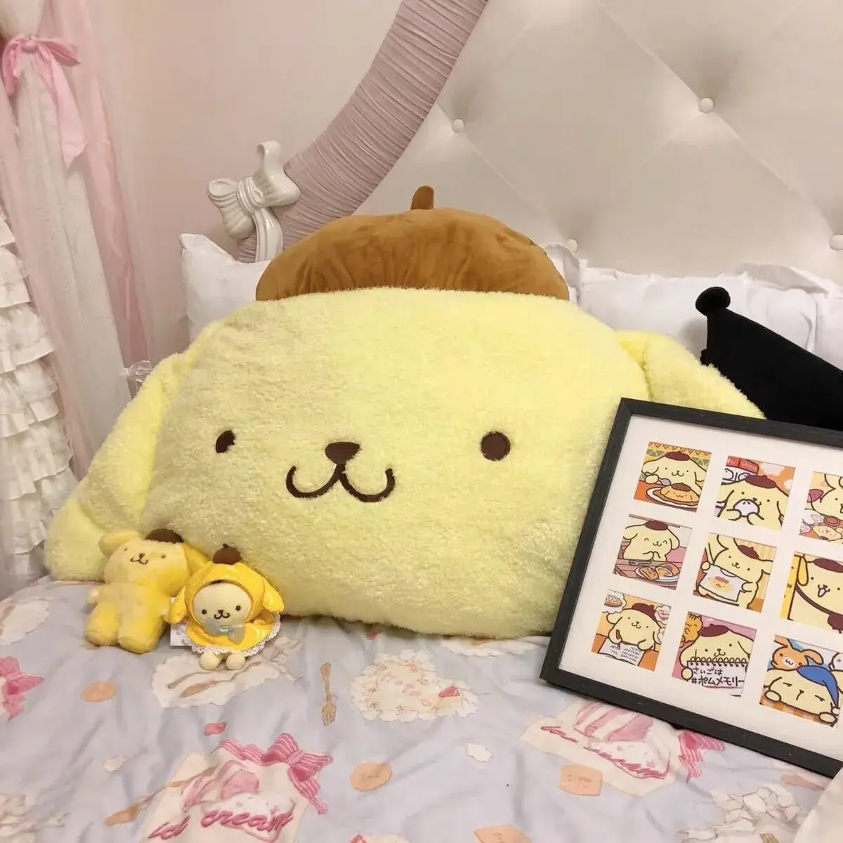 Sanrio Kawaii Pom Pom Purin Plush Toy Stuffed Animals Dog Soft Pillow Pompompurin Doll Cute Room Decor Anime Peluche Toy Gift
