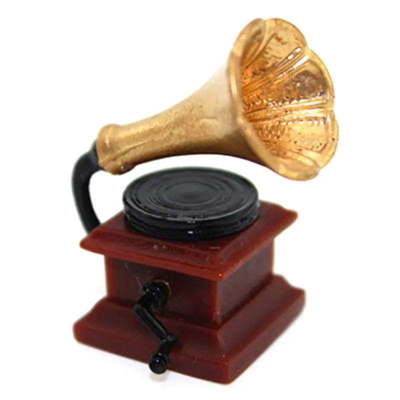 Dollhouse Miniature Unpainted Desk Table Vase Sofa Painting Mural Phonograph Model Doll House Furniture Toys Christmas Gifts