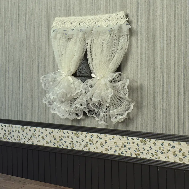 House Dollhouse Curtains Window Decoration Prop Decorate Mini Accessory Miniature White Lace Curtain Bedroom Furniture Decor Toy