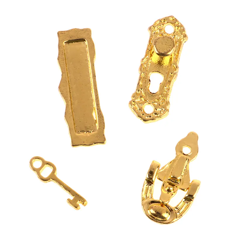 4Pcs/set 1:12 Dollhouse Hardware Miniature Metal Door Knocker Set Furniture DIY Doll House Accessories