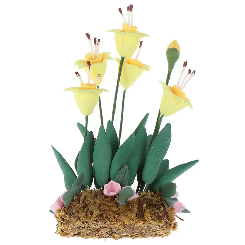 1:12 Doll House Miniature Fairy Garden Ornament Mini Potted Plant Flowers Pot DollHouse Decor Bonsai Model Kids Play Toys