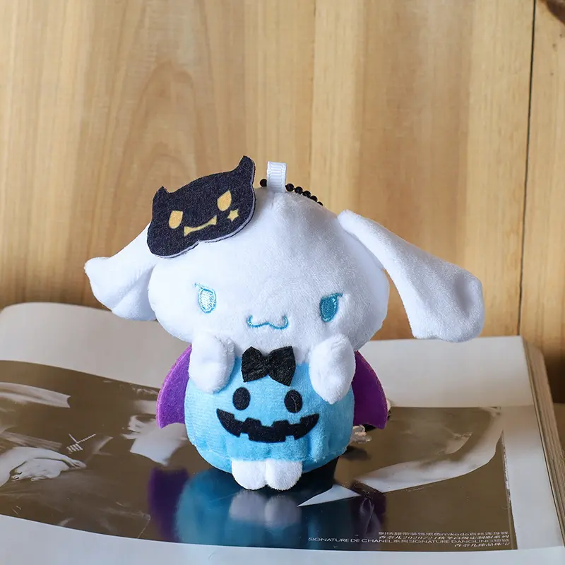 Sanrio Kuromi My melody Cinnamoroll Halloween series Kittycat Kawaii Plush Doll Cartoon Backpack Charm Keychain Toys