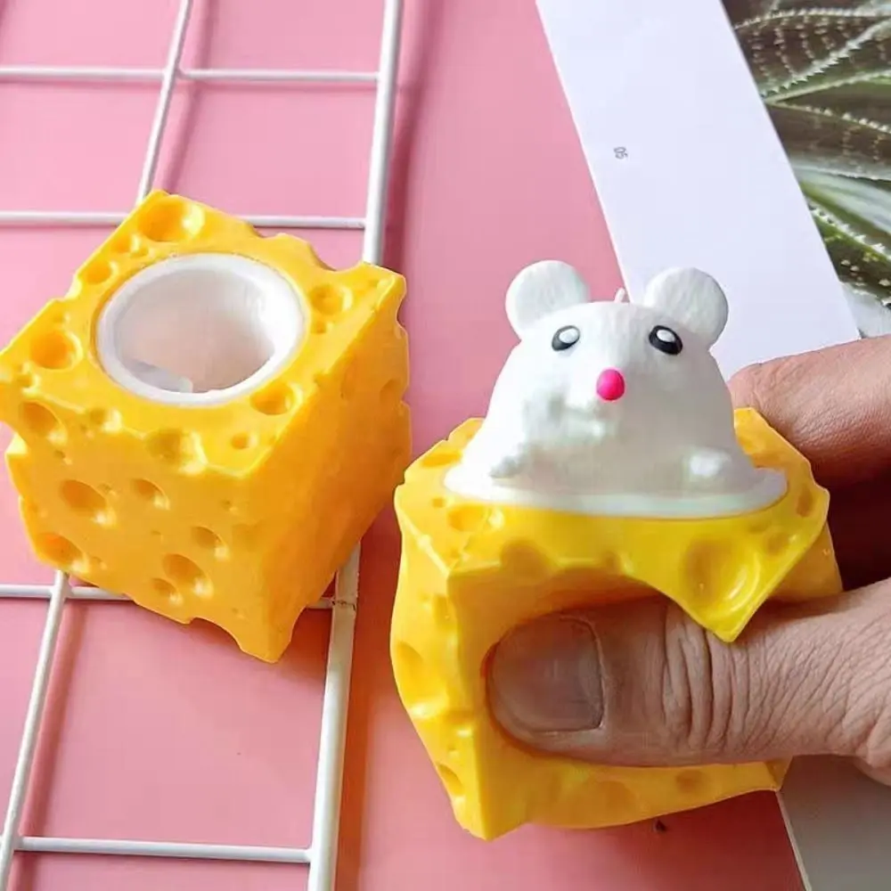 PVC Cheese Mouse Decompression toy Stress Relief Squeeze Anti Stress Toy Pop Up Funny Fidget Toys children