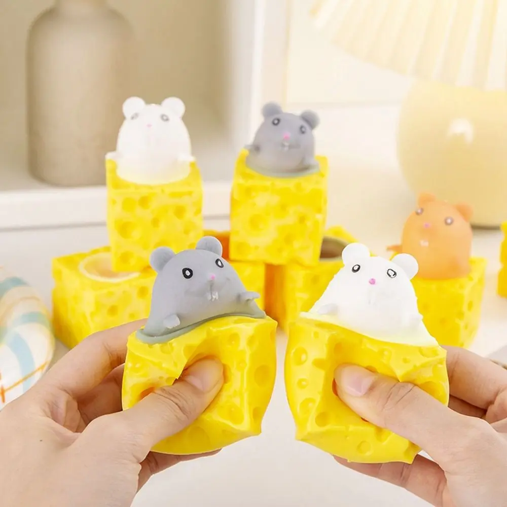 PVC Cheese Mouse Decompression toy Stress Relief Squeeze Anti Stress Toy Pop Up Funny Fidget Toys children