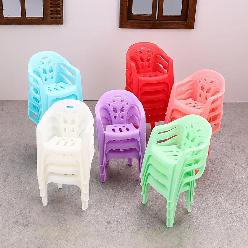 4PCS Doll House Miniature Simulation Armchair Plastic Chair Room Furniture Decor For 1/6 Dollhouse Accessories