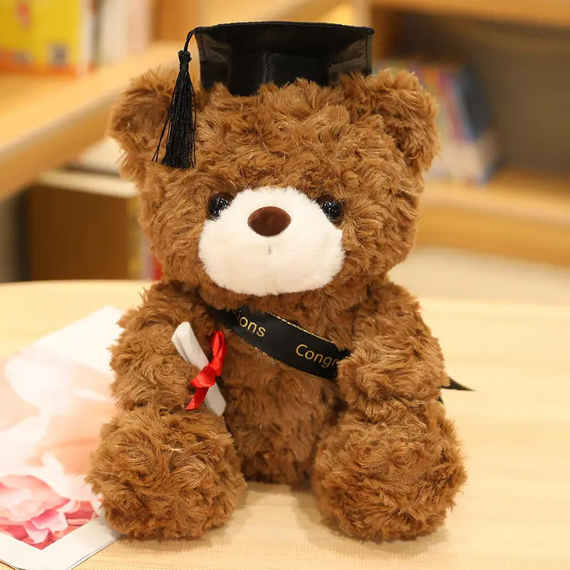 Graduate Capybara Plush Toy Doctor Hat Graduation Bear Doll Cute Stuffed Animal Plushie Soft Pendant Cartoon Graduation Gift