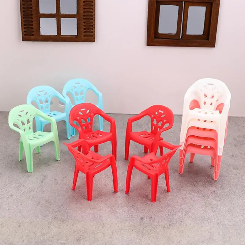 4PCS Doll House Miniature Simulation Armchair Plastic Chair Room Furniture Decor For 1/6 Dollhouse Accessories