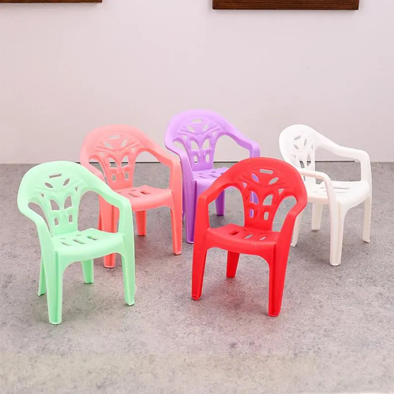 4PCS Doll House Miniature Simulation Armchair Plastic Chair Room Furniture Decor For 1/6 Dollhouse Accessories