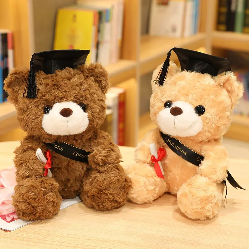 Graduate Capybara Plush Toy Doctor Hat Graduation Bear Doll Cute Stuffed Animal Plushie Soft Pendant Cartoon Graduation Gift