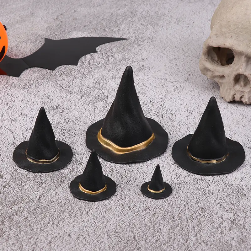 6/10Pcs Dollhouse Felt Cloth Tiny Hats Ornament Cover Miniature Witch Hat Small Hats For Cake Decor Halloween Decoration Toy
