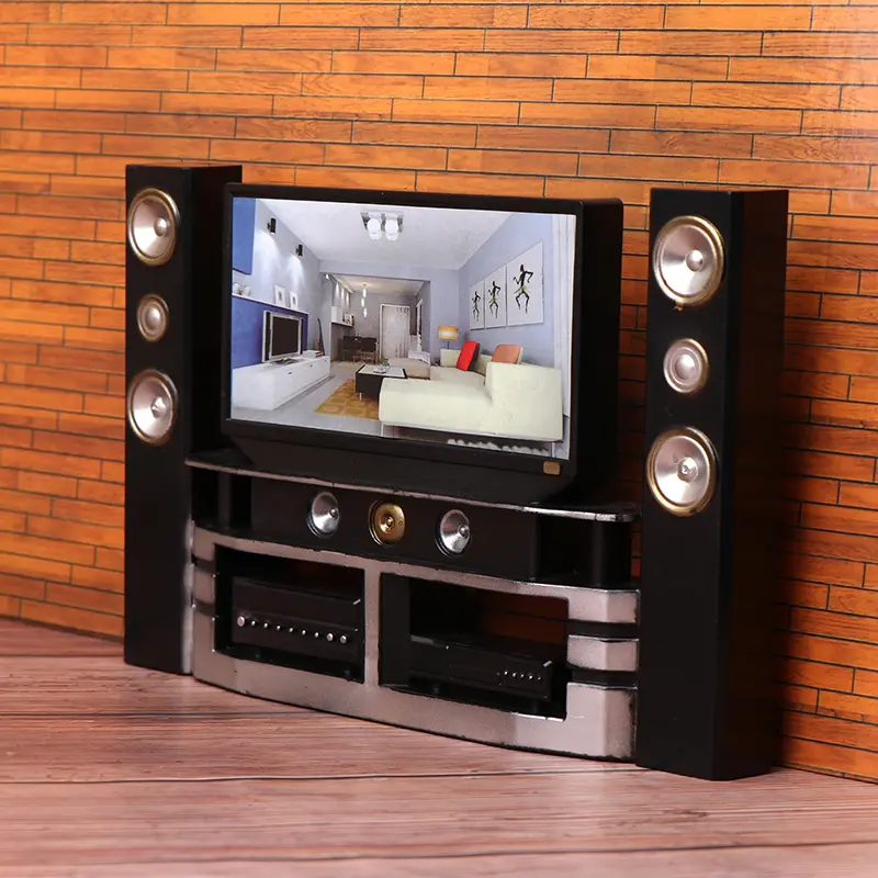 1/12 Simulation Miniature Furniture Dollhouse Living Room Decoration Television Miniature Living Room TV Micro Scene Decoration
