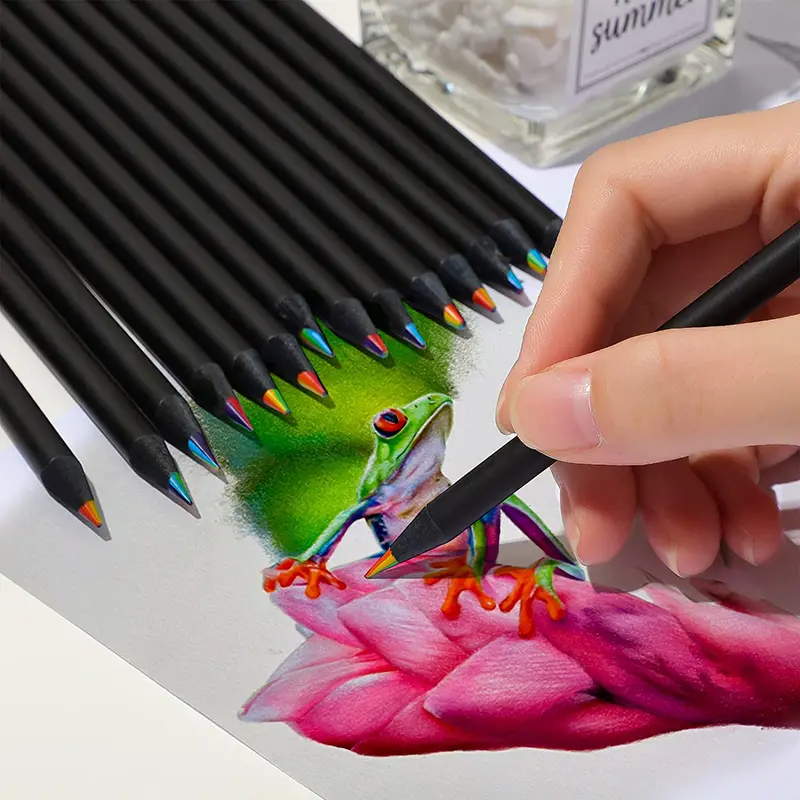 1Pc pastel 7 Colors Concentric Gradient Rainbow Pencil Crayons Colored Pencil Set cheap kawaii stationery Art Painting Drawing