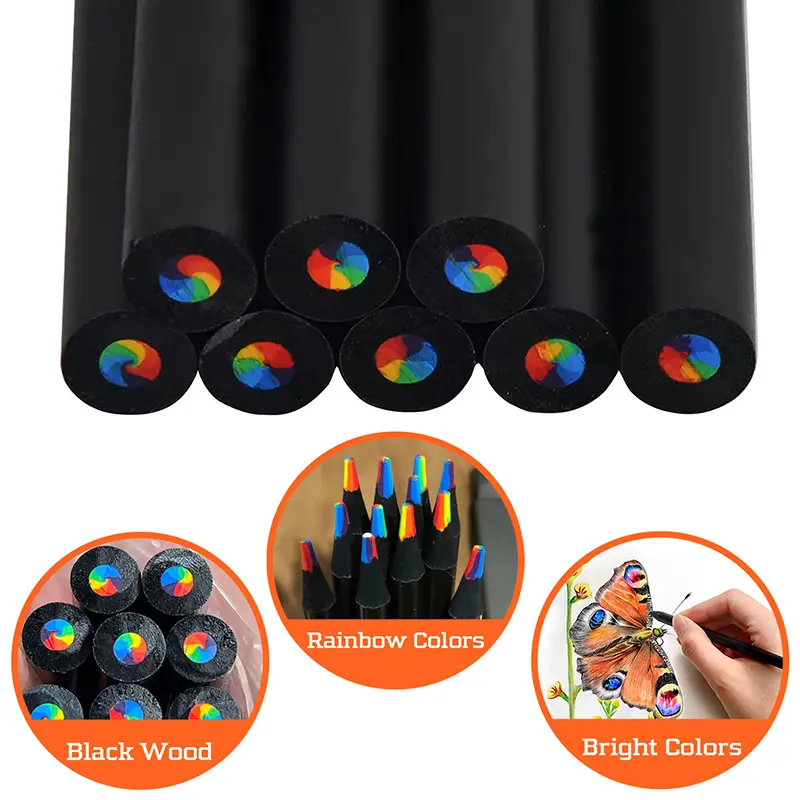 1Pc pastel 7 Colors Concentric Gradient Rainbow Pencil Crayons Colored Pencil Set cheap kawaii stationery Art Painting Drawing