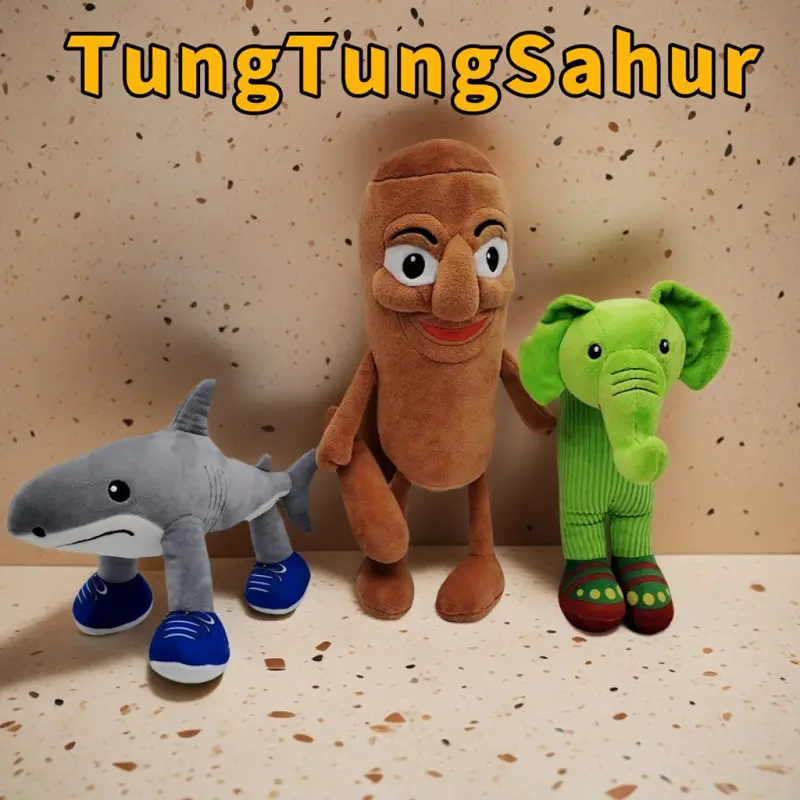 Tung Sahur & Tralalero Shark Plush Doll - Meme Stuffed Toy Gift for Adults Teens Birthday Collection