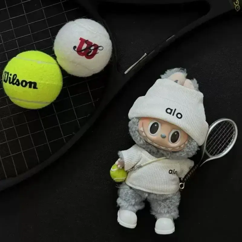 For LABUBU Clothing Rabbit Doll, Alo Accessories with Knitted Clothing, Tennis Sport Set, Sweater for Toy Collectors