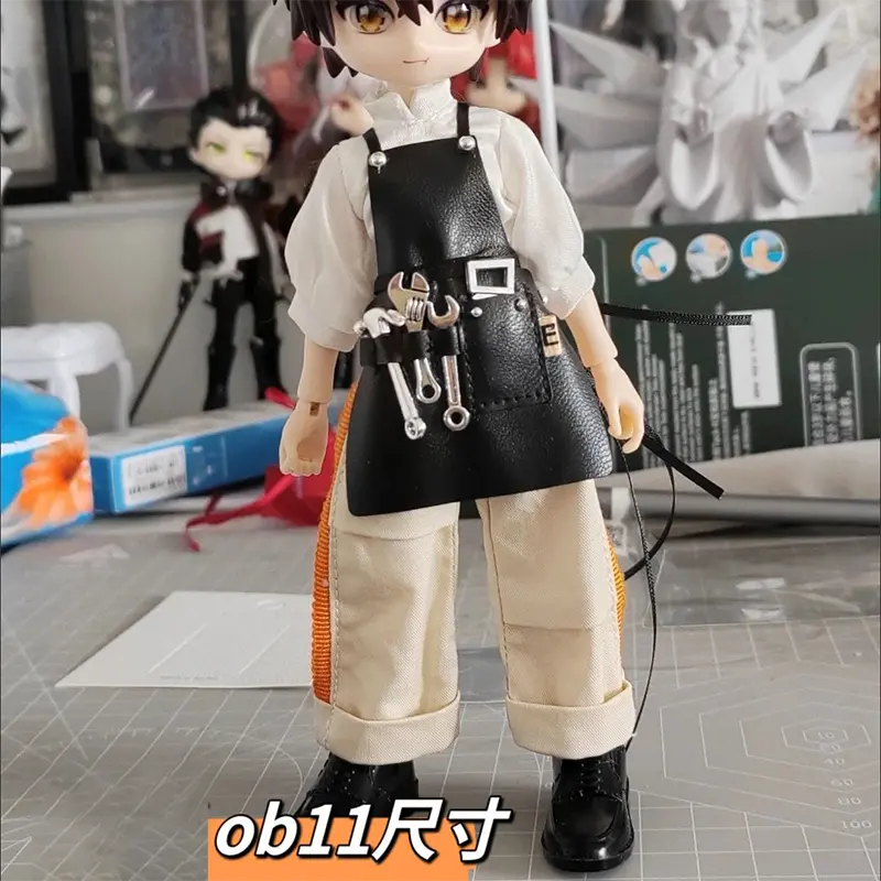 17cm Labubu Repairman Apron Ob11 Clothes 10cm Cotton Doll Bib Bjd Doll Accessories Mini Repair Tools Cute Toys
